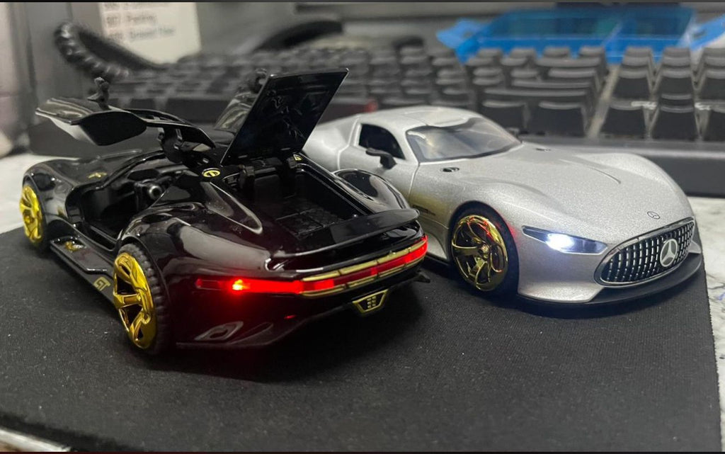 *AMG Vision GT Diecast Toy Car | 1:32 Scale Metal Model with Pull Back Action Car | Lights & Sound Openable Doors – Premium Alloy Collectible Toy Car*